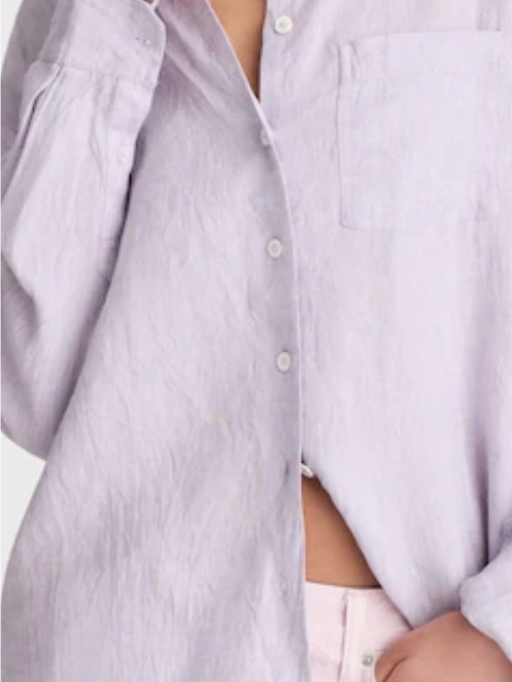 Madewell The Easy Shirt 100% Linen NWT Size Small Lilac Chambray - Picture 3 of 8